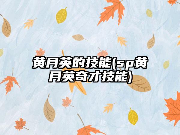 黄月英的技能(sp黄月英奇才技能)