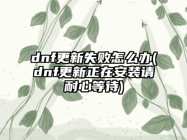 dnf更新失败怎么办(dnf更新正在安装请耐心等待)