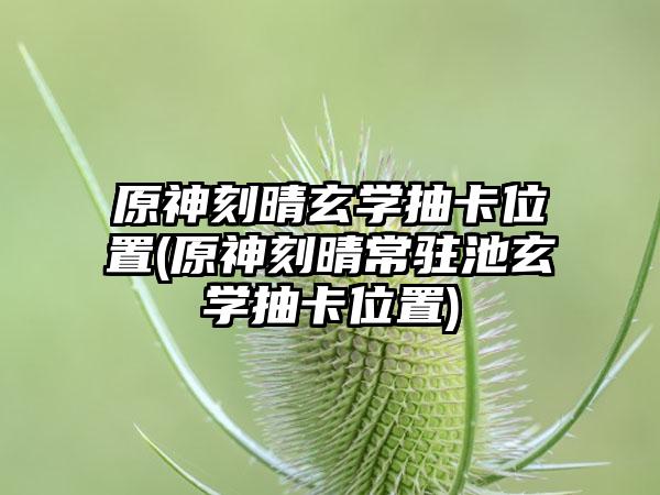 原神刻晴玄学抽卡位置(原神刻晴常驻池玄学抽卡位置)