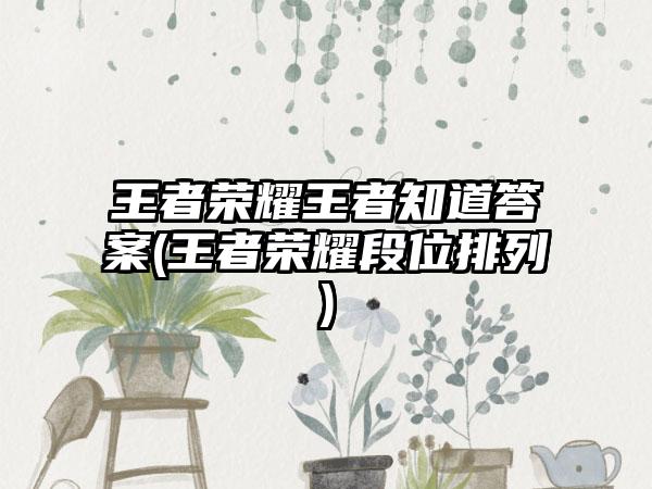 王者荣耀王者知道答案(王者荣耀段位排列)