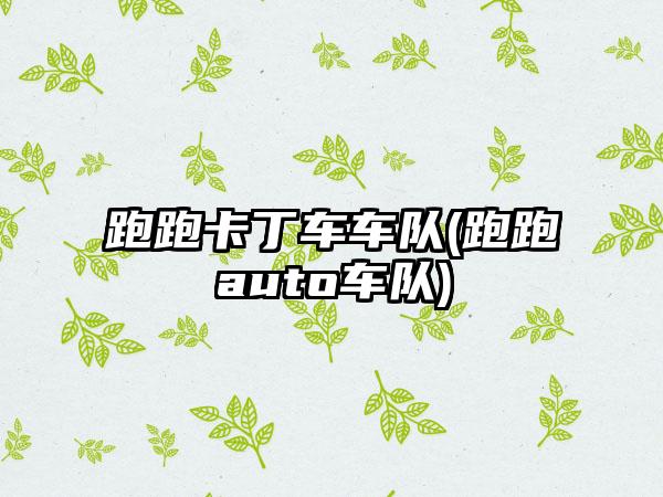 跑跑卡丁车车队(跑跑auto车队)