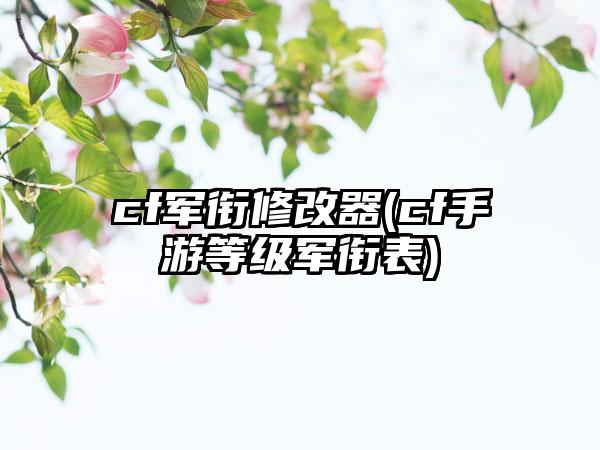 cf军衔修改器(cf手游等级军衔表)