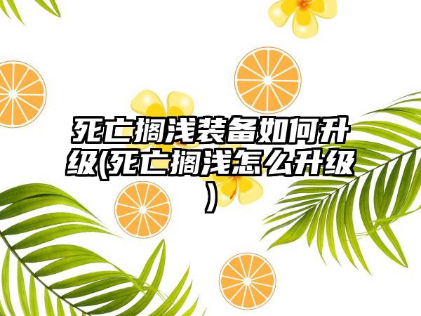 死亡搁浅装备如何升级(死亡搁浅怎么升级)