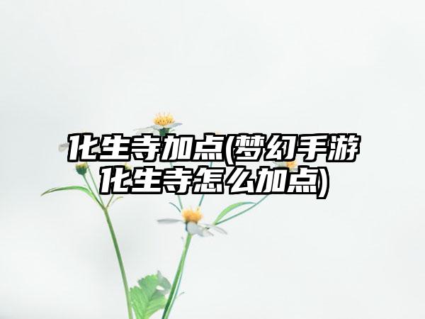化生寺加点(梦幻手游化生寺怎么加点)