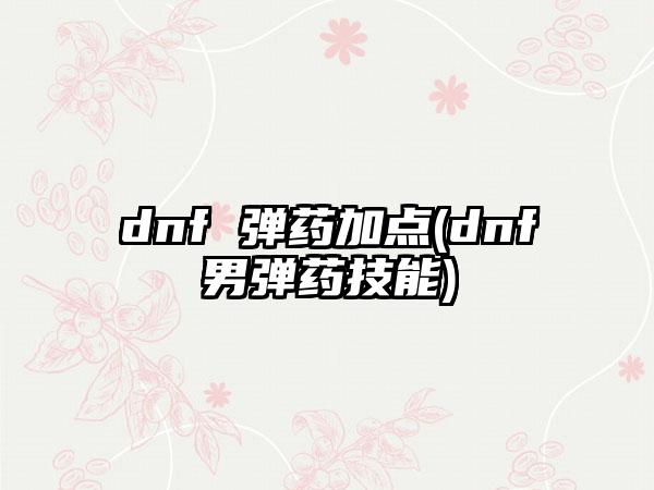 dnf 弹药加点(dnf男弹药技能)