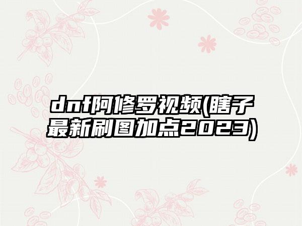 dnf阿修罗视频(瞎子最新刷图加点2023)