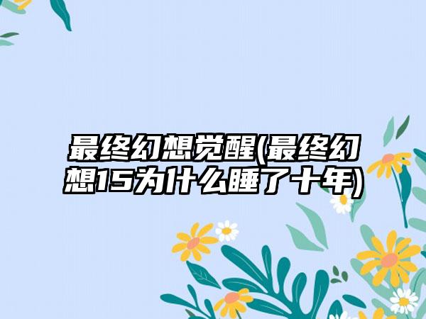 最终幻想觉醒(最终幻想15为什么睡了十年)
