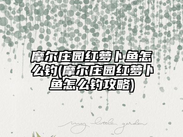 摩尔庄园红萝卜鱼怎么钓(摩尔庄园红萝卜鱼怎么钓攻略)