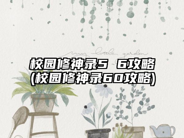 校园修神录5 6攻略(校园修神录60攻略)