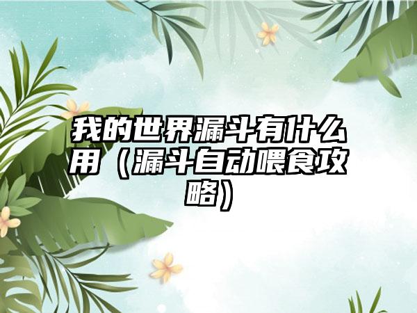 我的世界漏斗有什么用（漏斗自动喂食攻略）