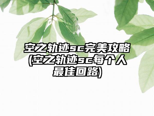 空之轨迹sc完美攻略(空之轨迹sc每个人最佳回路)