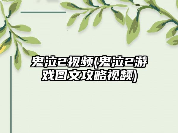 鬼泣2视频(鬼泣2游戏图文攻略视频)
