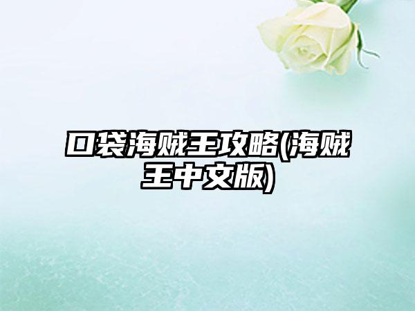 口袋海贼王攻略(海贼王中文版)
