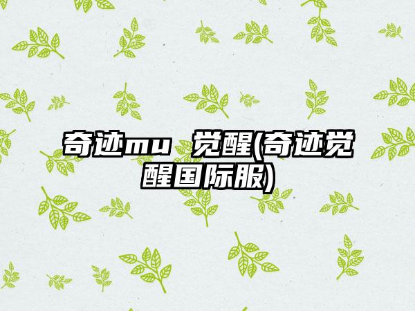 奇迹mu 觉醒(奇迹觉醒国际服)