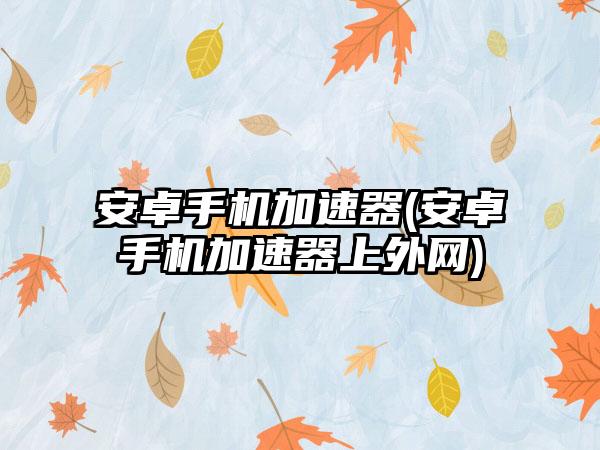 安卓手机加速器(安卓手机加速器上外网)