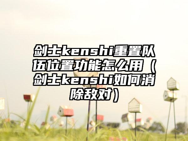 剑士kenshi重置队伍位置功能怎么用（剑士kenshi如何消除敌对）