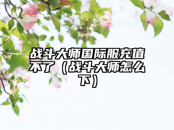 战斗大师国际服充值不了（战斗大师怎么下）