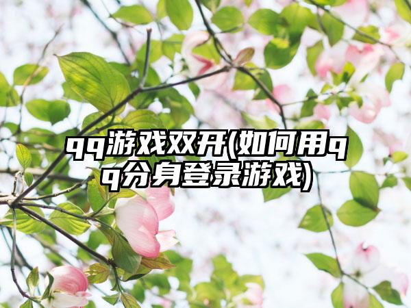 qq游戏双开(如何用qq分身登录游戏)