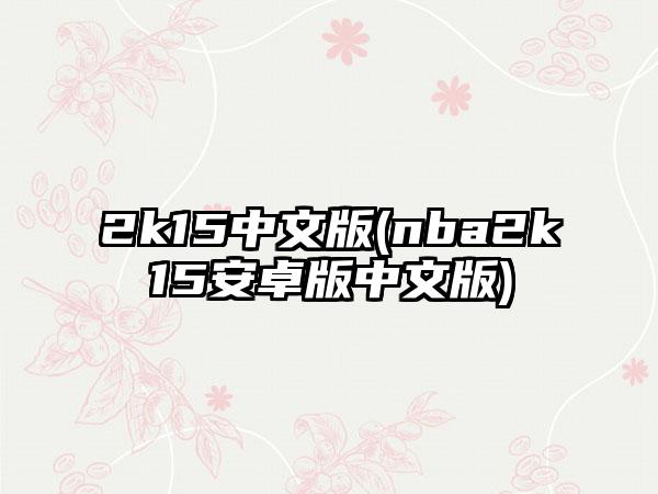 2k15中文版(nba2k15安卓版中文版)