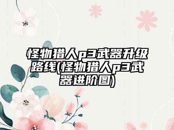 怪物猎人p3武器升级路线(怪物猎人p3武器进阶图)