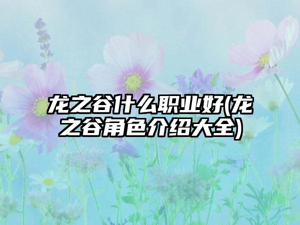 龙之谷什么职业好(龙之谷角色介绍大全)