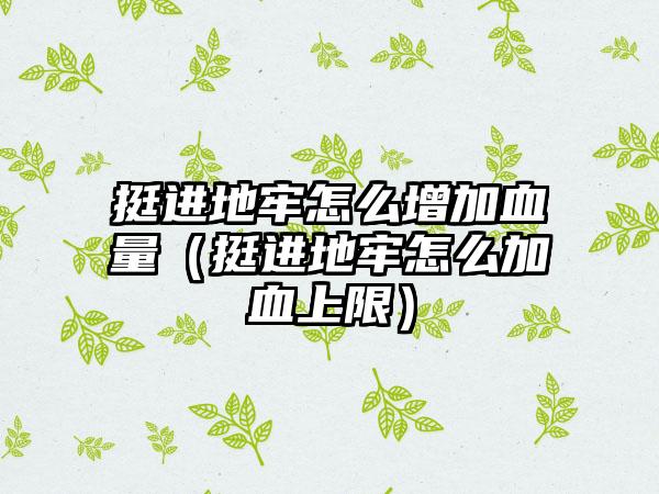 挺进地牢怎么增加血量（挺进地牢怎么加血上限）