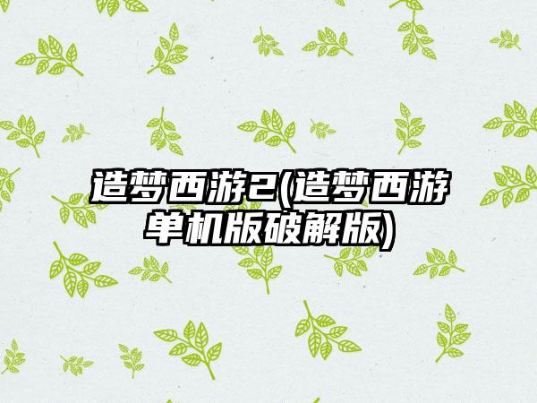 造梦西游2(造梦西游单机版破解版)