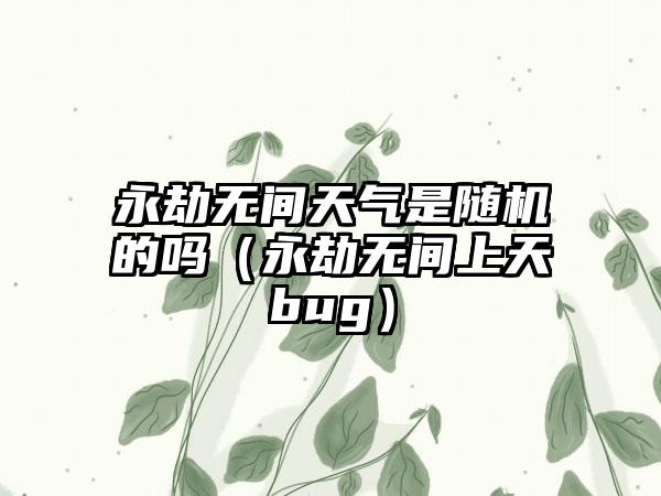 永劫无间天气是随机的吗（永劫无间上天bug）