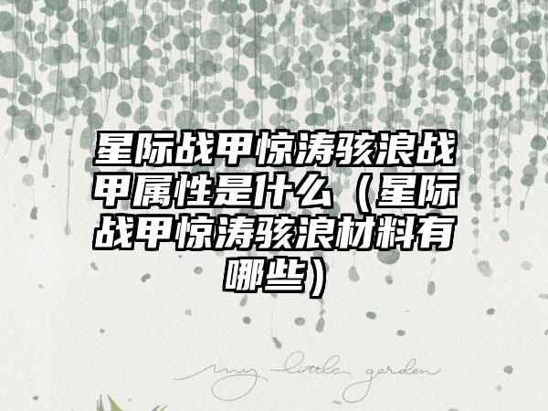 星际战甲惊涛骇浪战甲属性是什么（星际战甲惊涛骇浪材料有哪些）