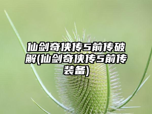 仙剑奇侠传5前传破解(仙剑奇侠传5前传装备)
