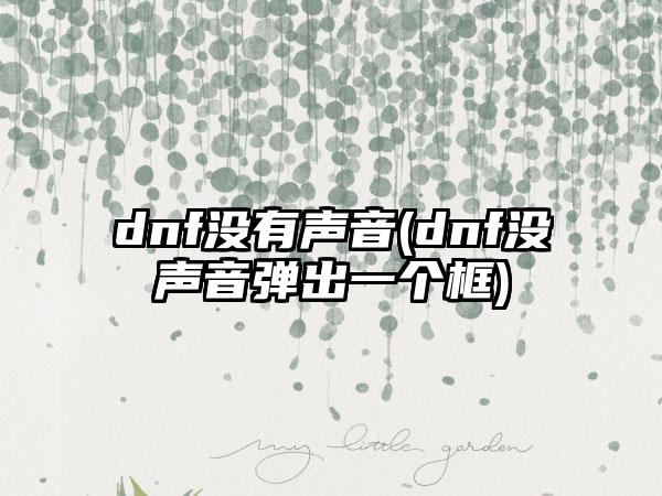dnf没有声音(dnf没声音弹出一个框)