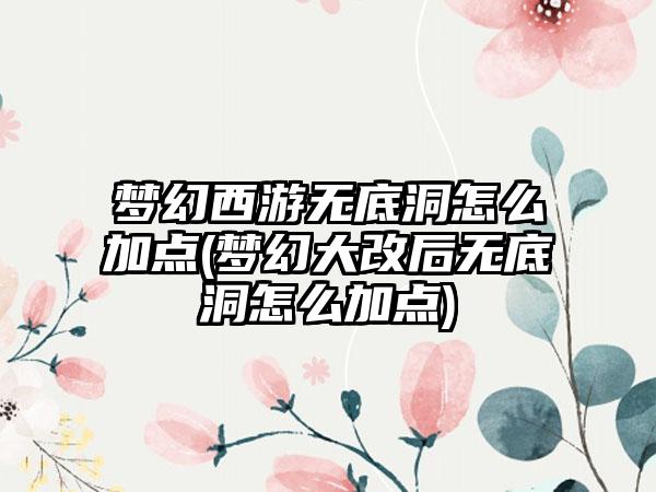 梦幻西游无底洞怎么加点(梦幻大改后无底洞怎么加点)