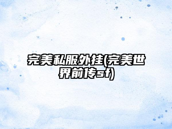 完美私服外挂(完美世界前传sf)