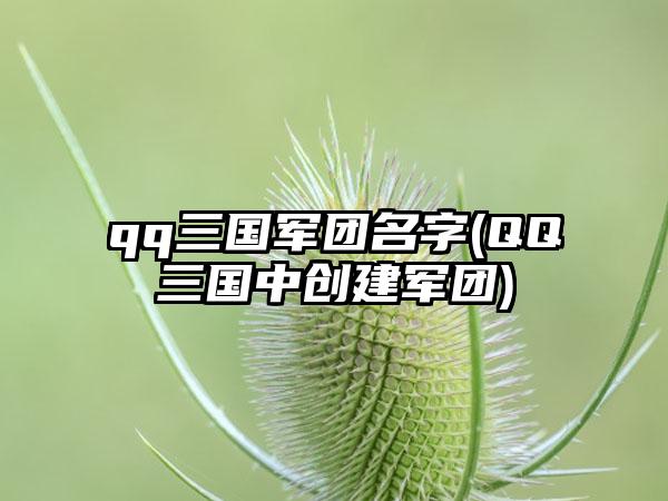 qq三国军团名字(QQ三国中创建军团)