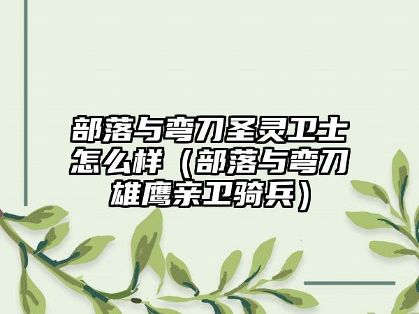 部落与弯刀圣灵卫士怎么样（部落与弯刀雄鹰亲卫骑兵）