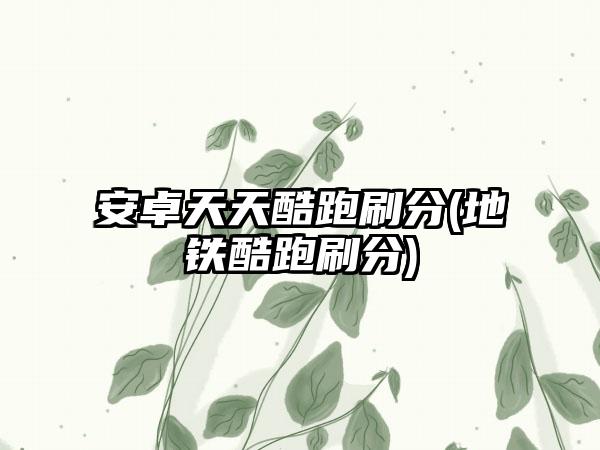 安卓天天酷跑刷分(地铁酷跑刷分)