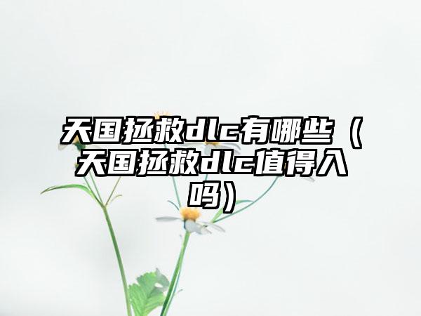 天国拯救dlc有哪些（天国拯救dlc值得入吗）