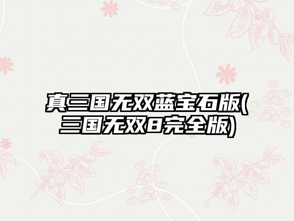 真三国无双蓝宝石版(三国无双8完全版)