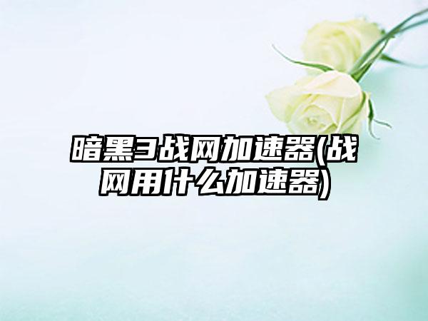 暗黑3战网加速器(战网用什么加速器)