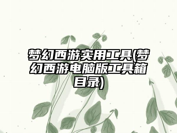 梦幻西游实用工具(梦幻西游电脑版工具箱目录)