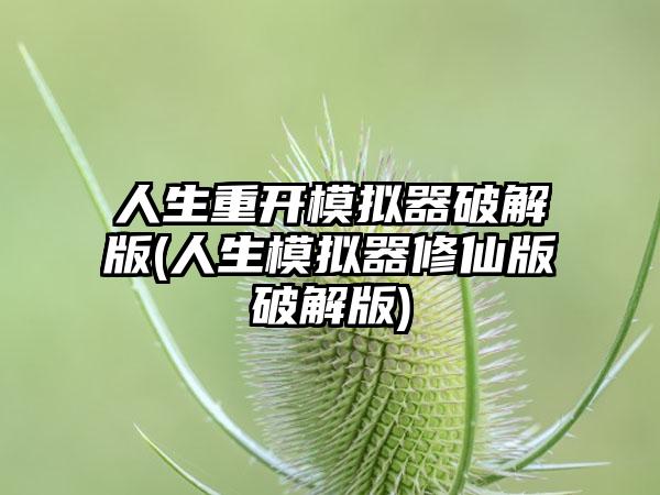 人生重开模拟器破解版(人生模拟器修仙版破解版)