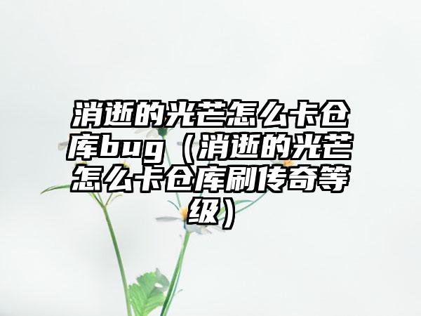消逝的光芒怎么卡仓库bug（消逝的光芒怎么卡仓库刷传奇等级）