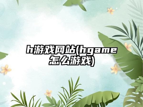 h游戏网站(hgame怎么游戏)