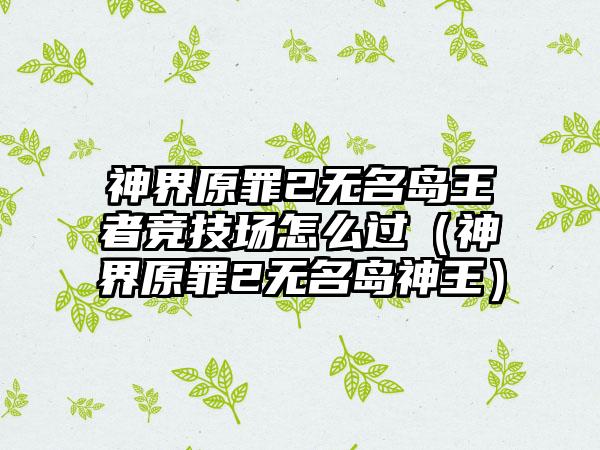 神界原罪2无名岛王者竞技场怎么过（神界原罪2无名岛神王）