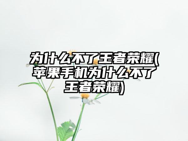 为什么不了王者荣耀(苹果手机为什么不了王者荣耀)