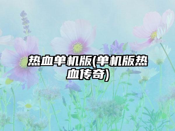 热血单机版(单机版热血传奇)