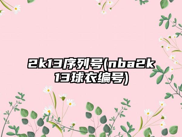 2k13序列号(nba2k13球衣编号)