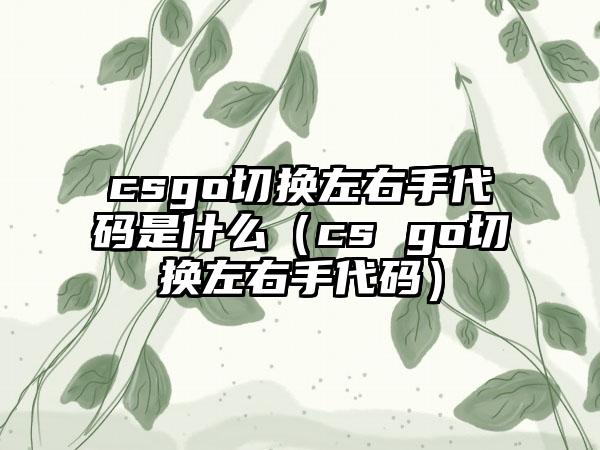 csgo切换左右手代码是什么（cs go切换左右手代码）