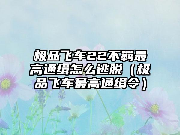 极品飞车22不羁最高通缉怎么逃脱（极品飞车最高通缉令）