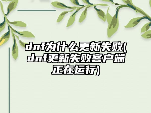 dnf为什么更新失败(dnf更新失败客户端正在运行)
